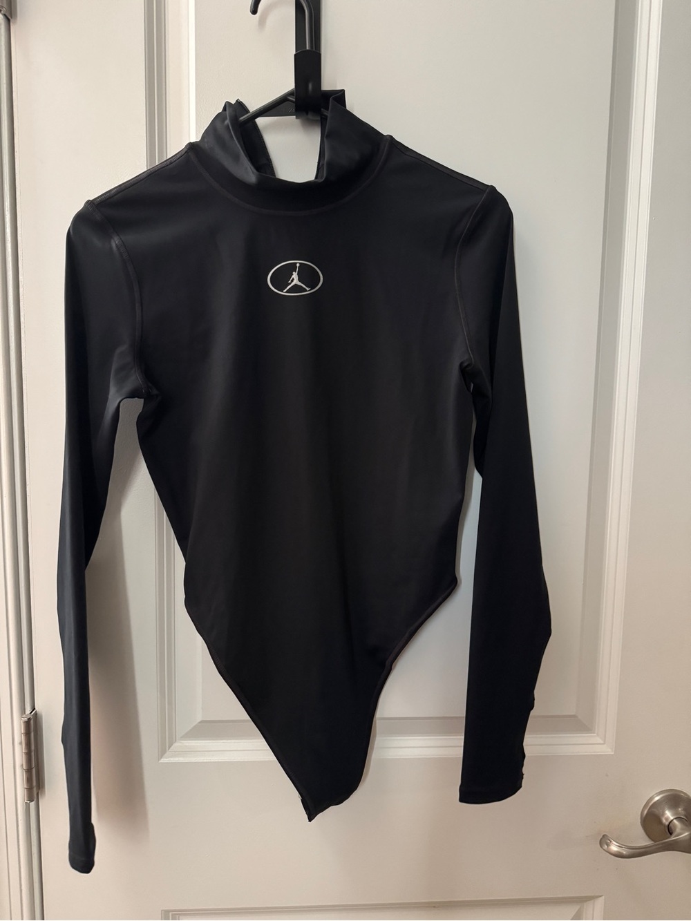 Jordan Black Long-Sleeve High-Neck Bodysuit with White Jumpman